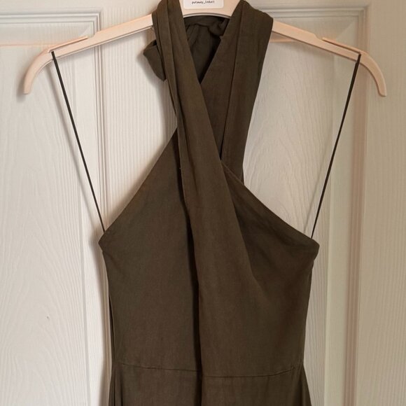 ZARA LINEN BLEND MIDI HALTER DRESS XS - Picture 4 of 4